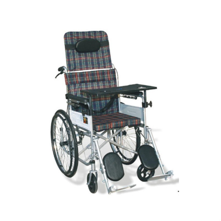 Manual wheelchair with reclining backrest